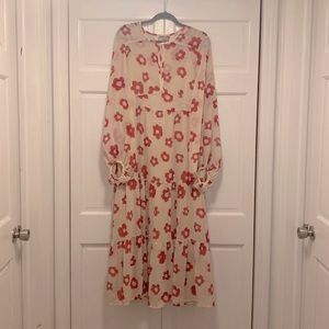 ASOS DESIGN tiered long sleeve smock maxi dress in floral print